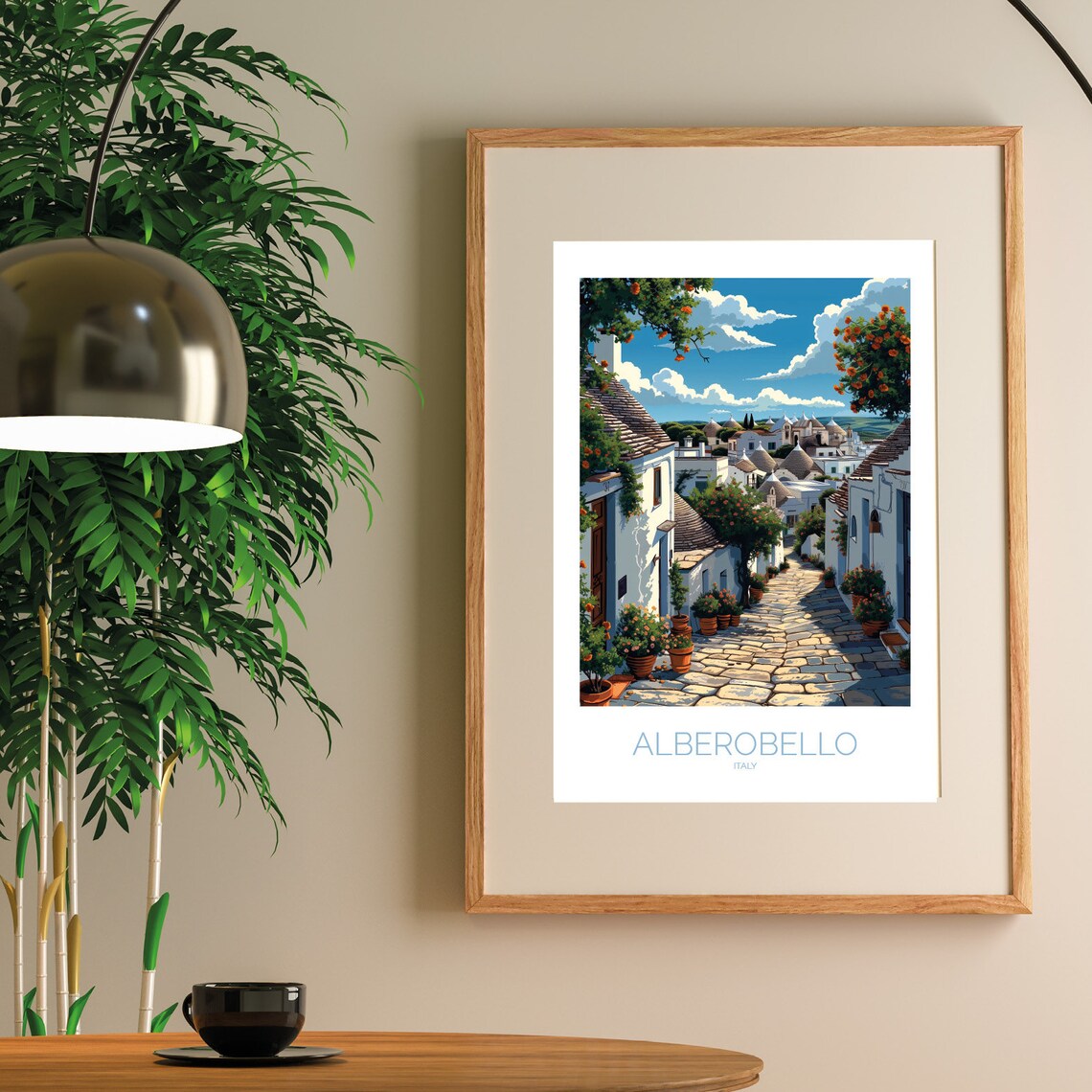 Alberobello Italy White Trulli Street Flower Pots Sunny Poster - Image 2