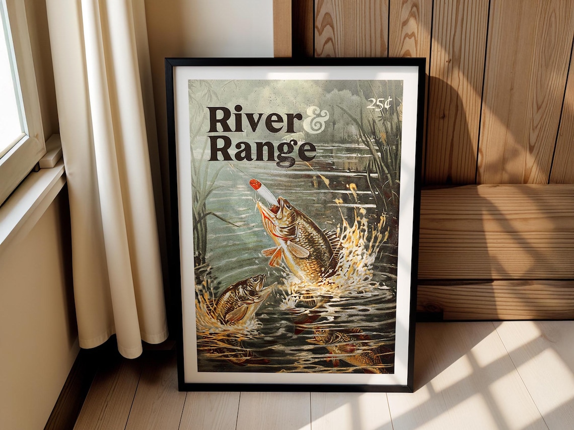 Retro Fishing Art Print, Outdoorsman Gift for Dad - Image 2