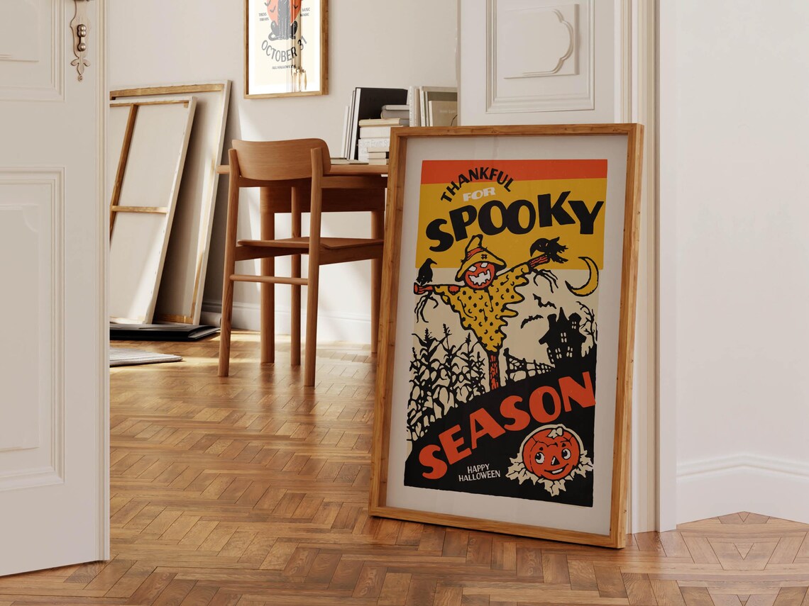 Spooky Halloween Retro Kitchen Art Poster