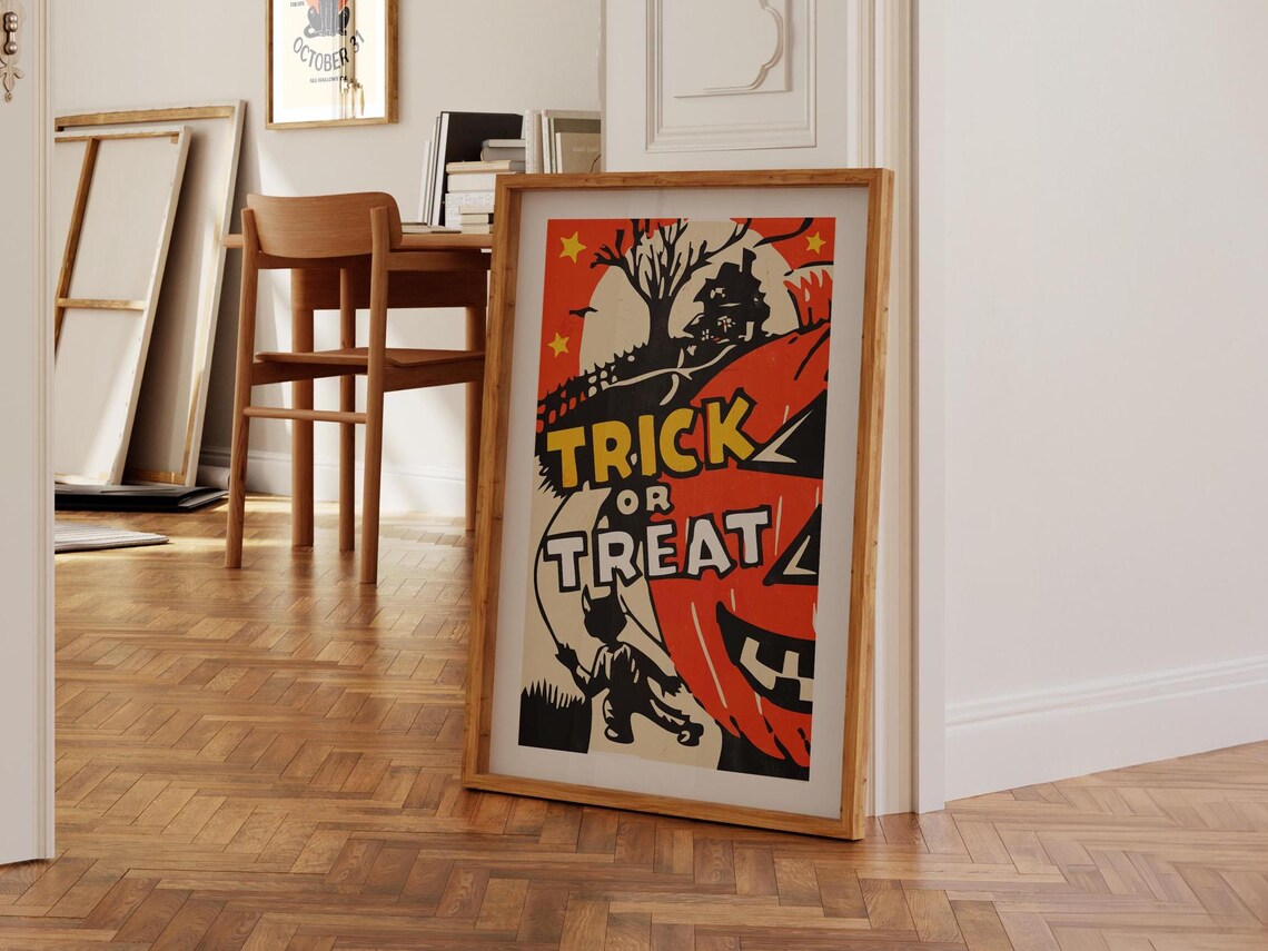 Halloween Retro Trick Or Treat Poster, Kitchen Decor - Image 3