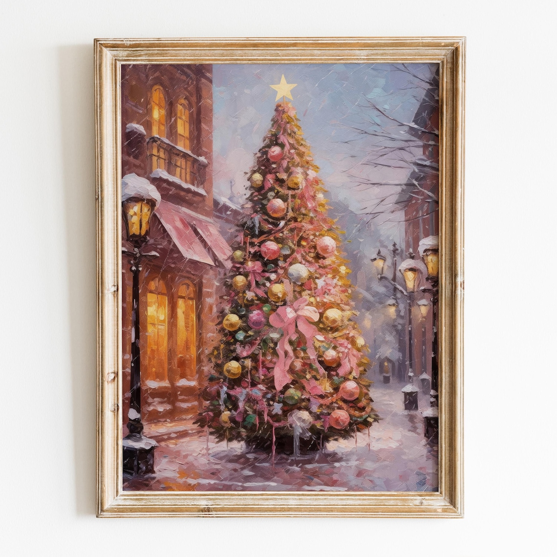 Vintage Christmas Tree Art Print, Preppy Holiday Decor