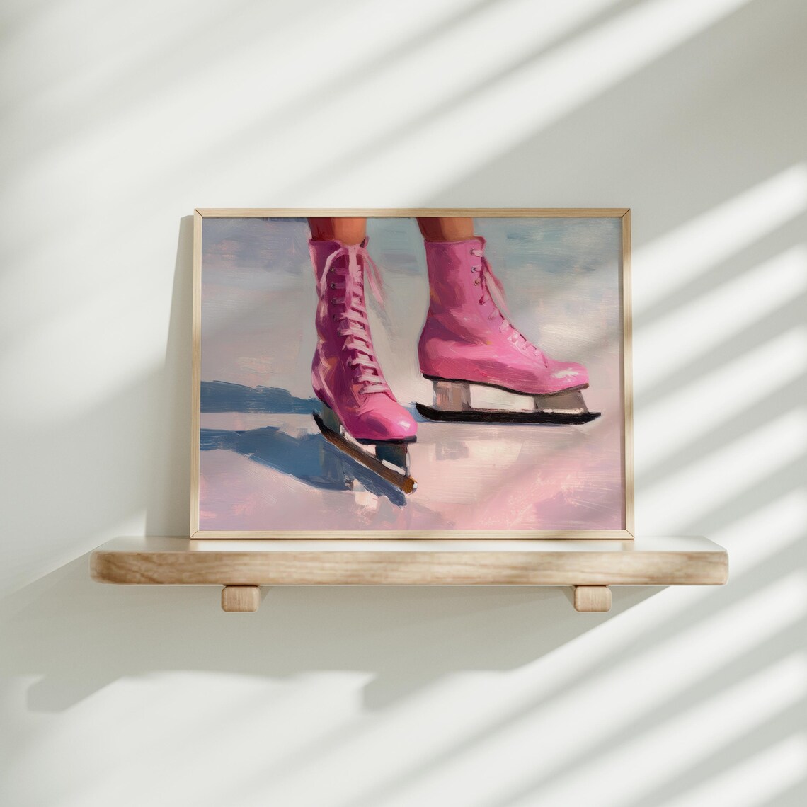Pink Ice Skates Vintage Winter Art Print - Image 4