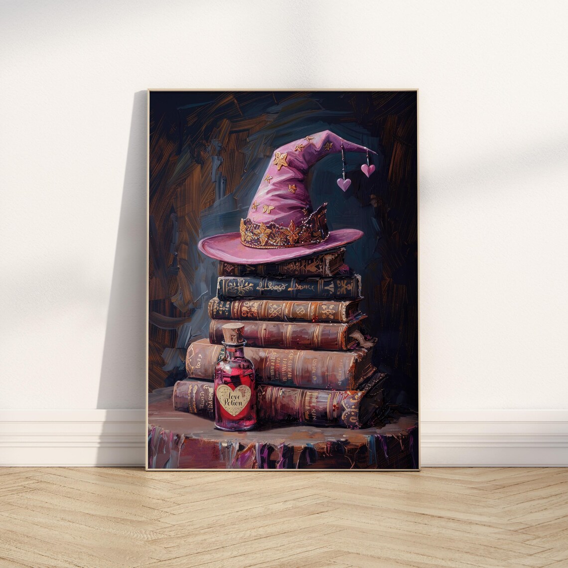 Pink Witch Hat and Books Halloween Poster, Dark Academia - Image 2