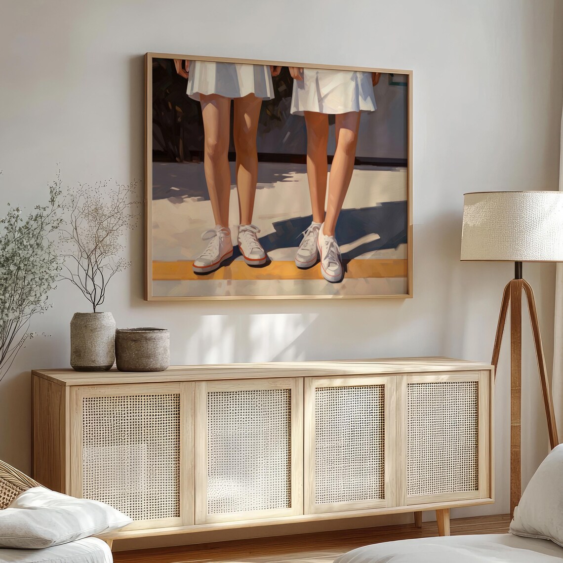Vintage Tennis Girls White Skirts Sneakers Preppy Wall Art Print - Image 5