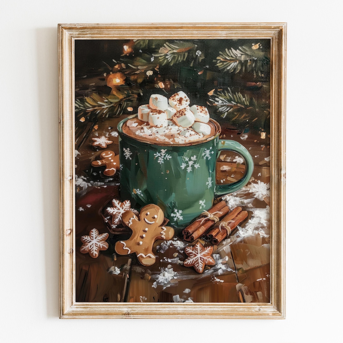 Hot Chocolate Christmas Kitchen Art Print, Winter Drink