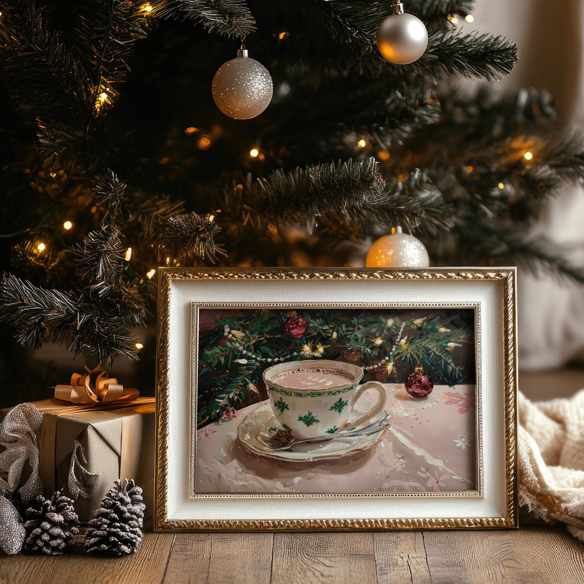 Hot Chocolate Cup By Decorated Christmas Tree Holiday Poster - Image 6