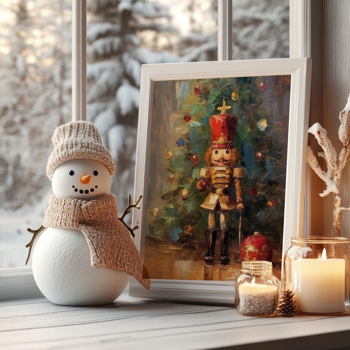 Nutcracker and Christmas Tree Vintage Christmas Art Print - Image 4