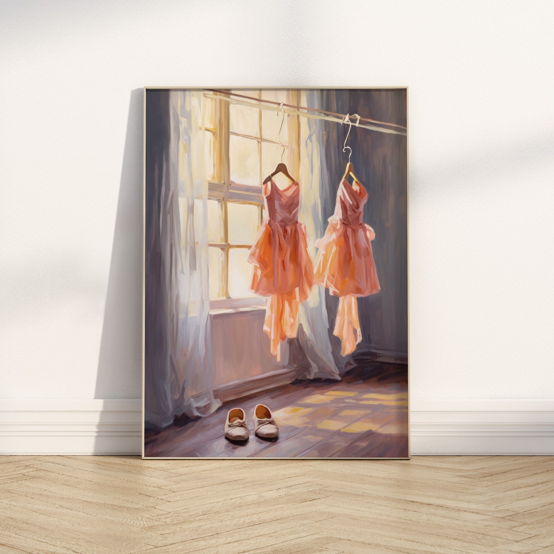 Ballerina Dress Girly Wall Art Print Preppy Pink Trendy Wall Art Girly Room Decor Vintage Ballet Dress Aesthetic Oil Painting - Image 2