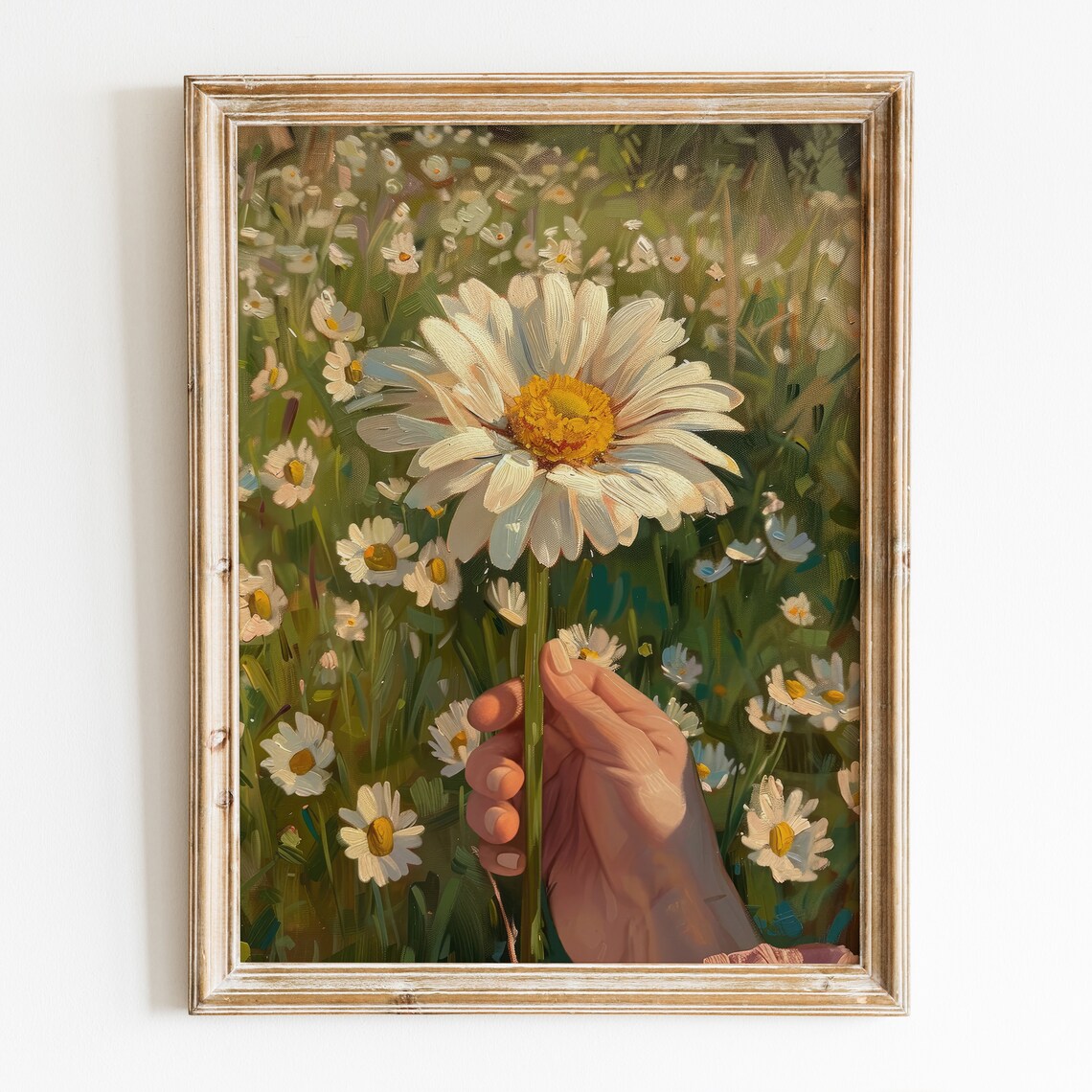 Preppy Daisy Art Print, Vintage Floral Spring Decor