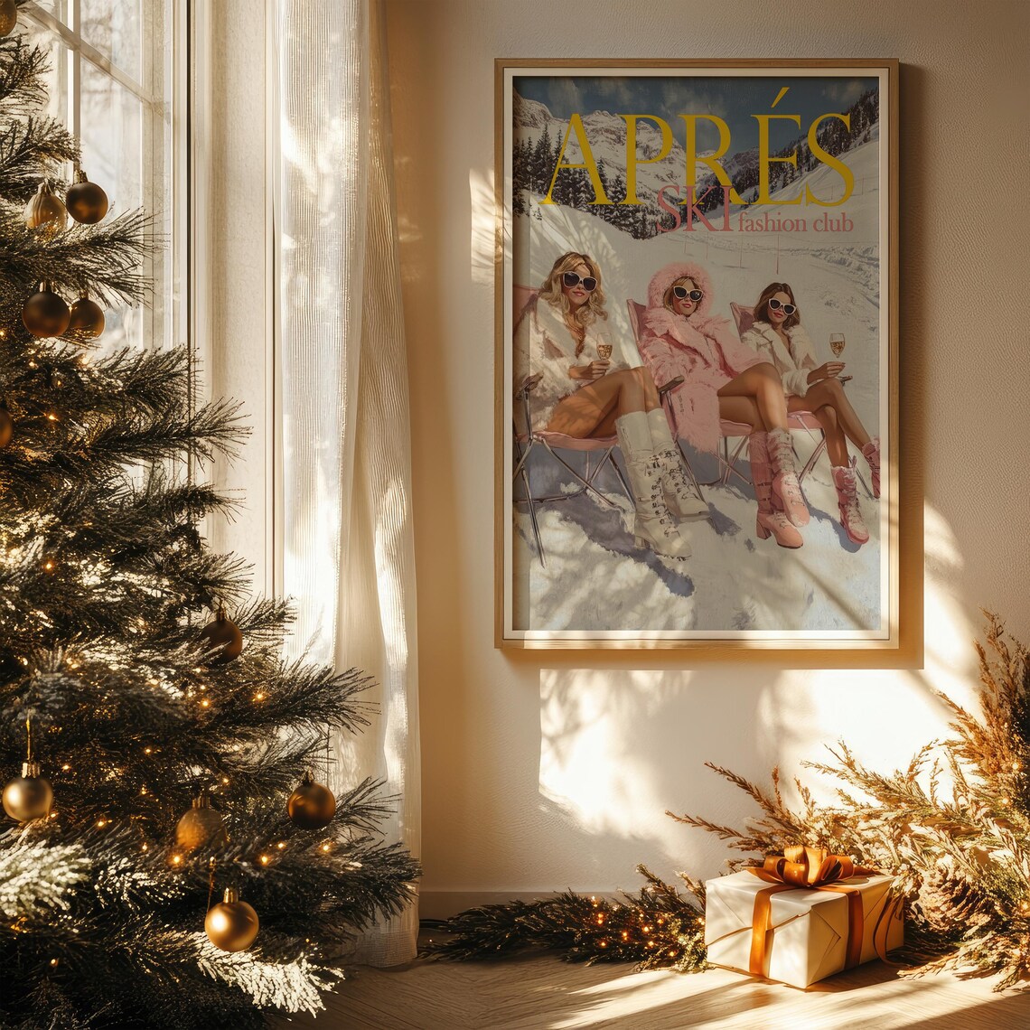 Apres Ski Girly Vintage Ski Poster, Preppy Lodge Decor - Image 4