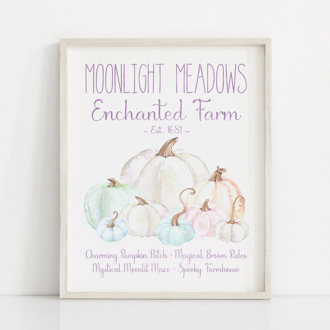 Enchanted Pumpkin Patch Cute Pastel Halloween Wall Art Whimsical Fall Artwork Magical Fantasy Sign Spooky Farmhouse Decor - Image 4