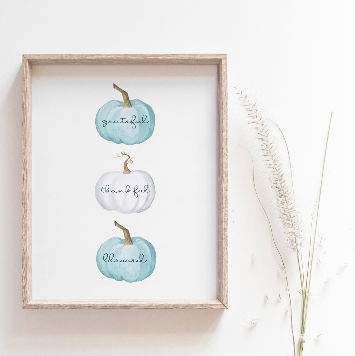 Grateful Thankful Blessed Pumpkins Art Print, Pastel Fall - Image 5