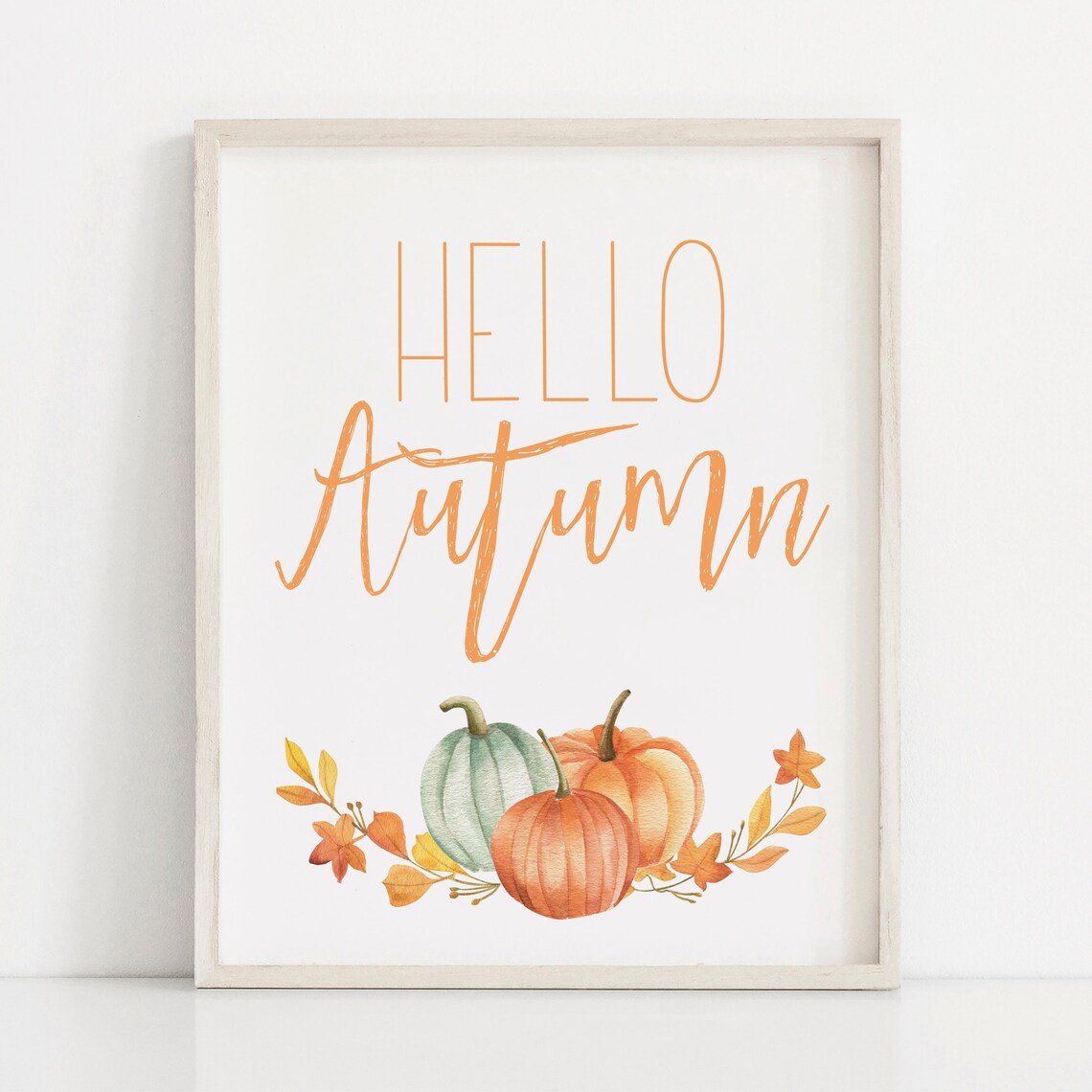 Hello Autumn Pumpkins And Leaves, Farmhouse Art Print - Image 4