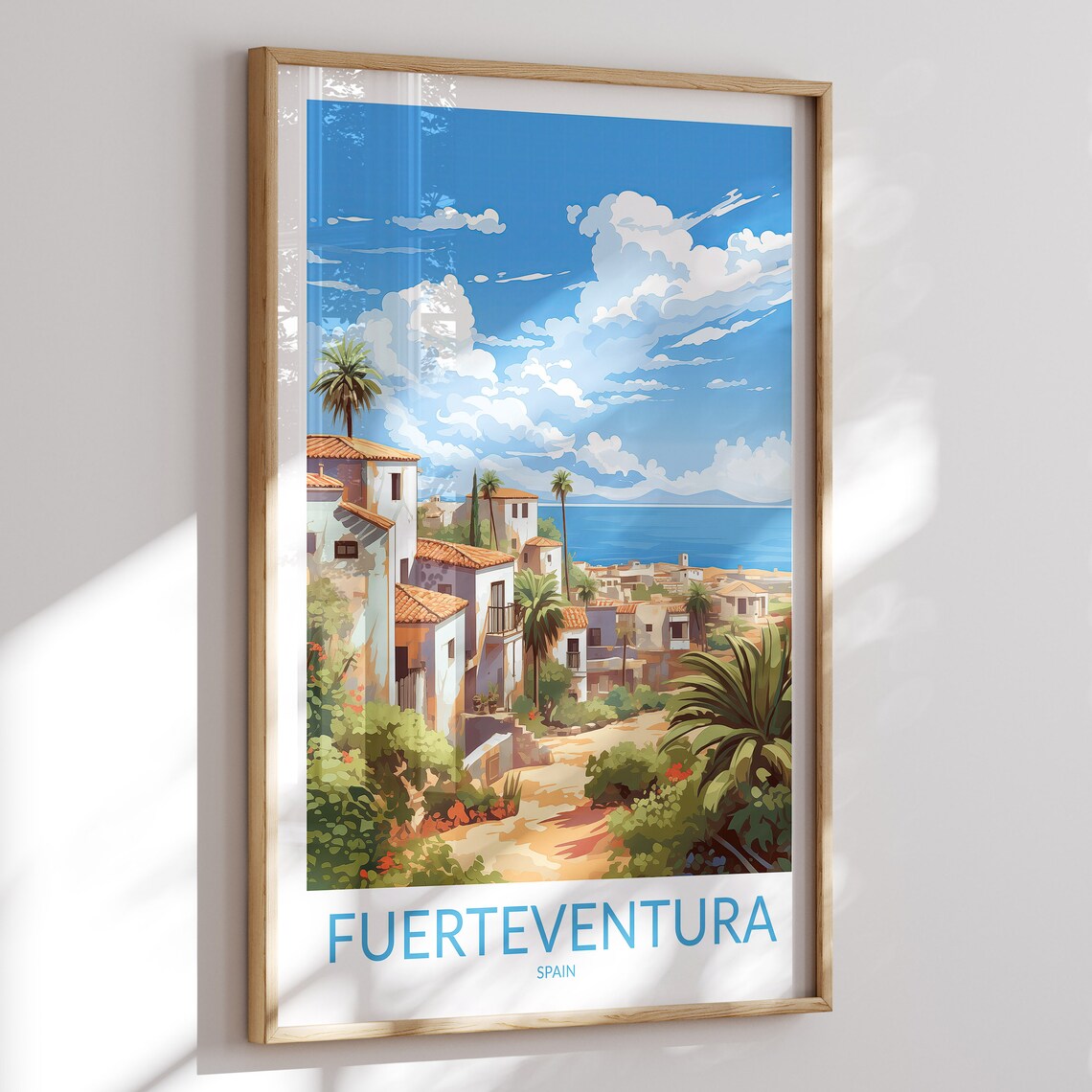 Fuerteventura Village Vintage Travel Illustration Coast Spain Print