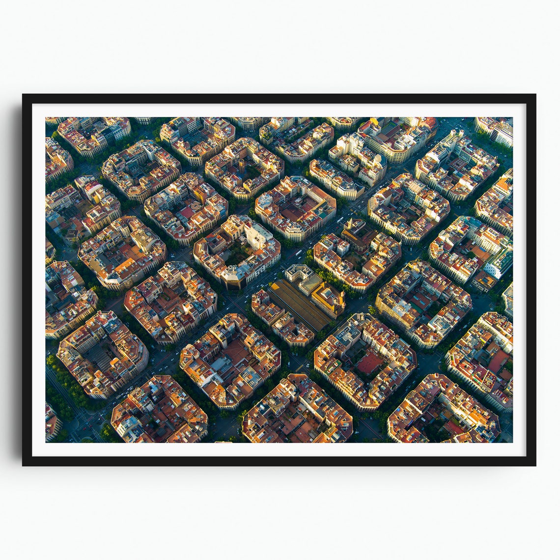 Barcelona Eixample Aerial Color City Blocks Spain Photography Poster