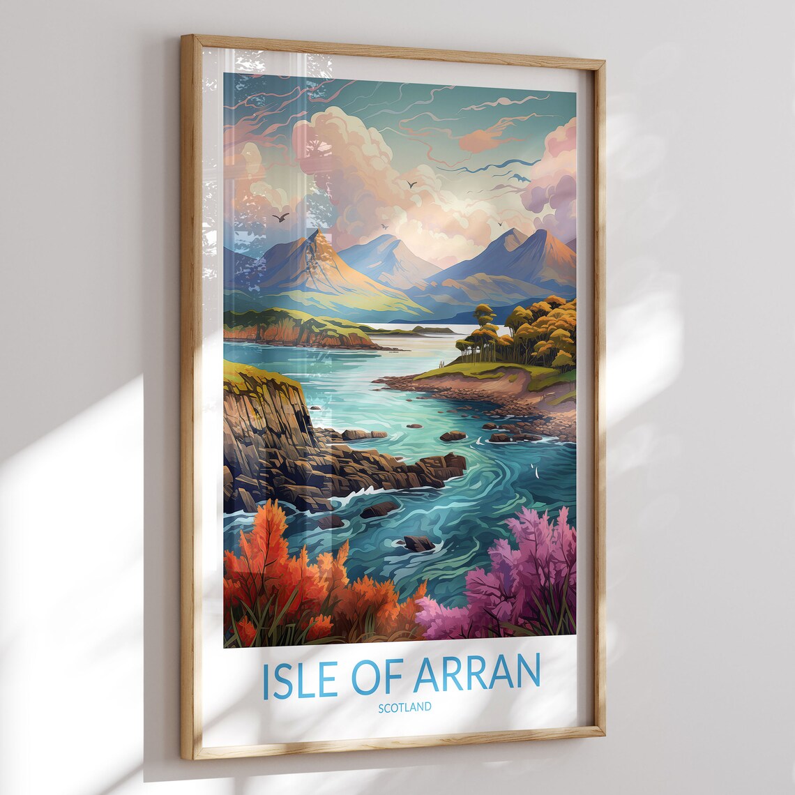 Isle of Arran Scotland Mountain Valley River Landscape Travel Poster