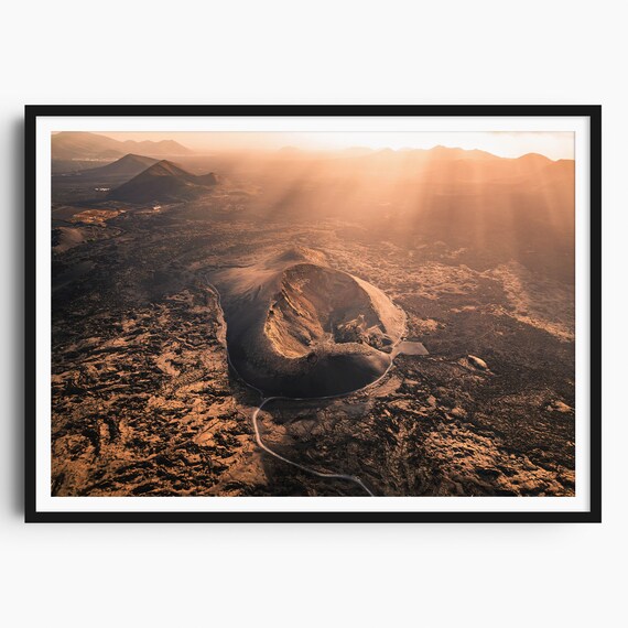 Volcano Print Cuervo Volcano Lanzarote Print Canary Islands Travel Print Travel Poster Volcano Decor Volcanoes Spain Print