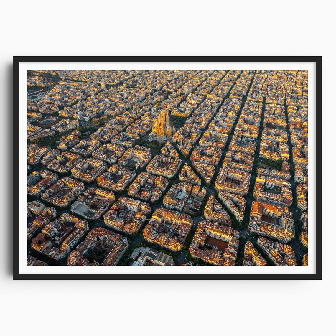 Barcelona Sagrada Familia Aerial City Grid Sunset View Spain Poster