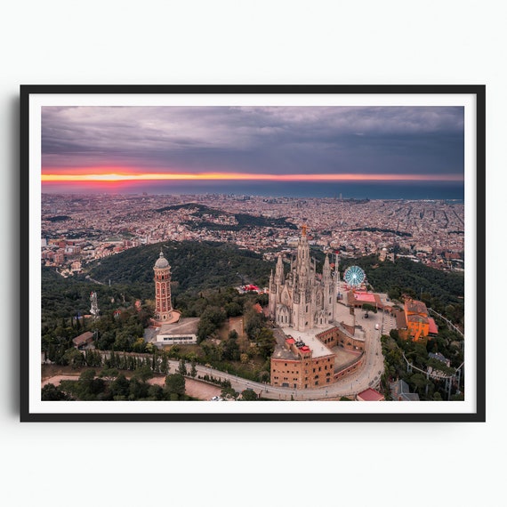 Barcelona Sunrise Travel Print Wall Art Barcelona Wall Hanging Home Decor Barcelona Gift Art Lovers Spain Aerial Photography
