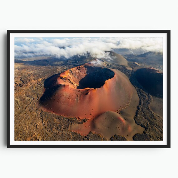 Lanzarote Print Canary Islands Print Lanzarote Travel Poster Lanzarote Wall Art Volcano Print Timanfaya Volcano Gift Volcanoes