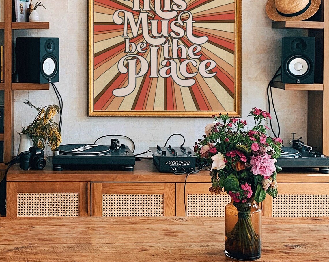 This Must Be the Place Retro Sunburst Lyric Typography Wall Poster - Image 4