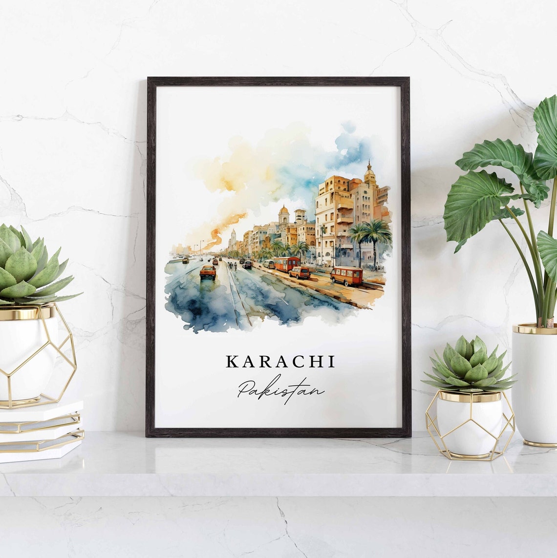 Karachi Pakistan Wall Art Poster Wedding Gift Birthday Present Custom Text Personalized - Image 4