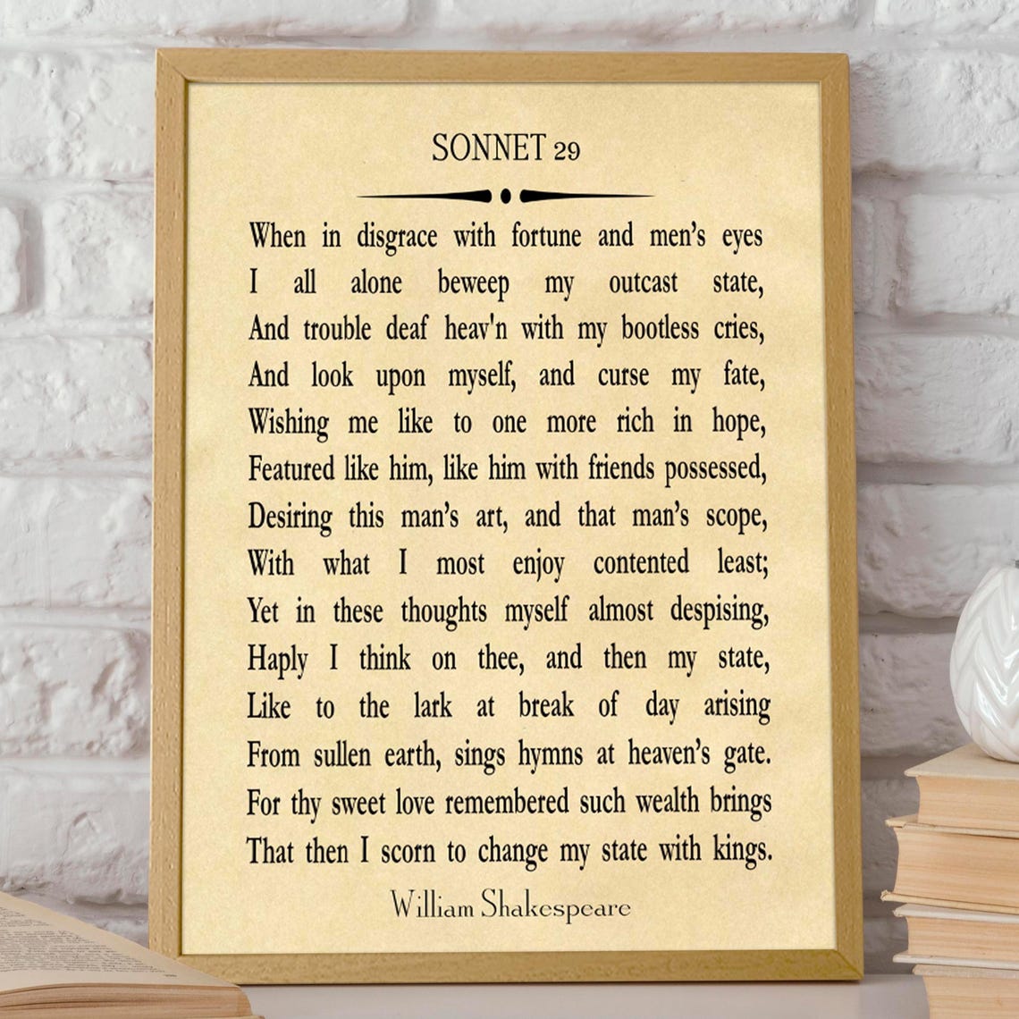 Sonnet 29 by William Shakespeare, Poetry Art Print
