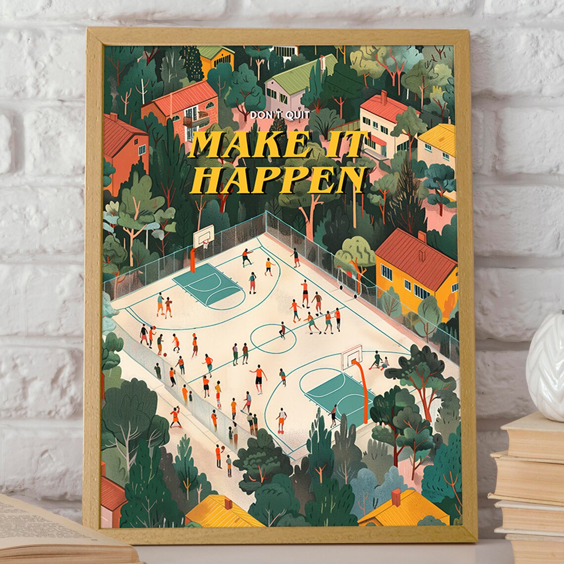 Suburban Basketball Court, Inspirational Sports Art Print - Image 2
