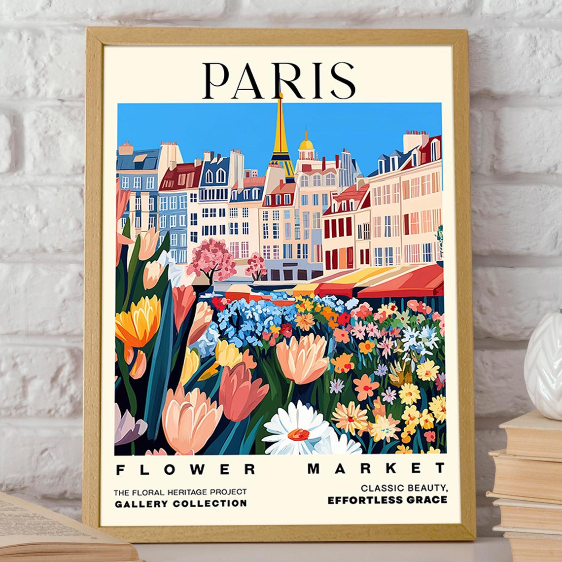 Paris Flower Market Poster French Floral Cityscape Travel Wall Art Parisian Tourist Attraction Print Poster Or Print - Image 2
