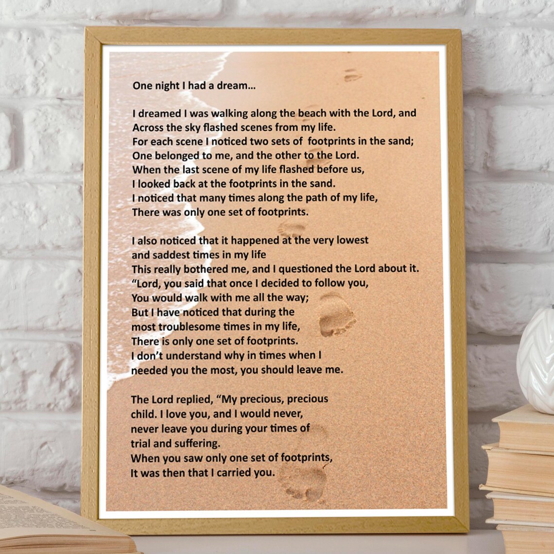Footprints In The Sand Christian Decor Poster