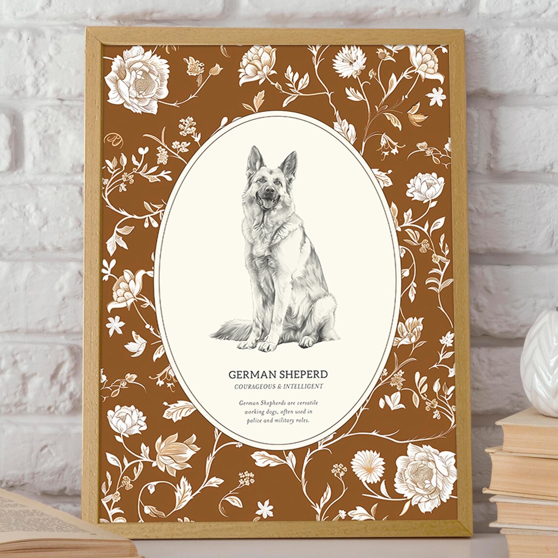 German Shepherd Floral Dog Art Print, Pet Lover Gift - Image 2