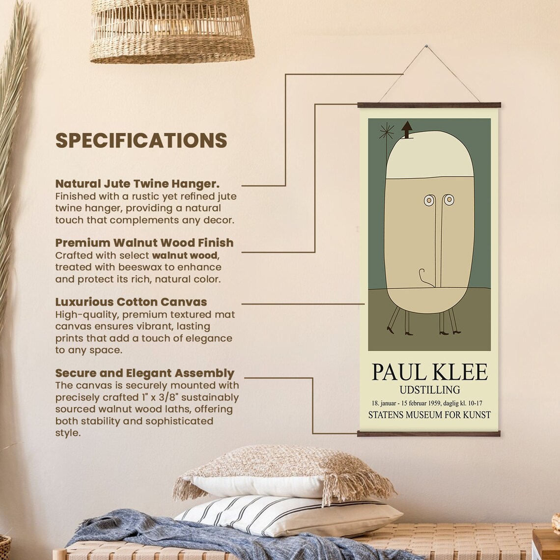 Paul Klee 1959 Statens Museum Exhibition Abstract Wall Hanging Poster - Image 2