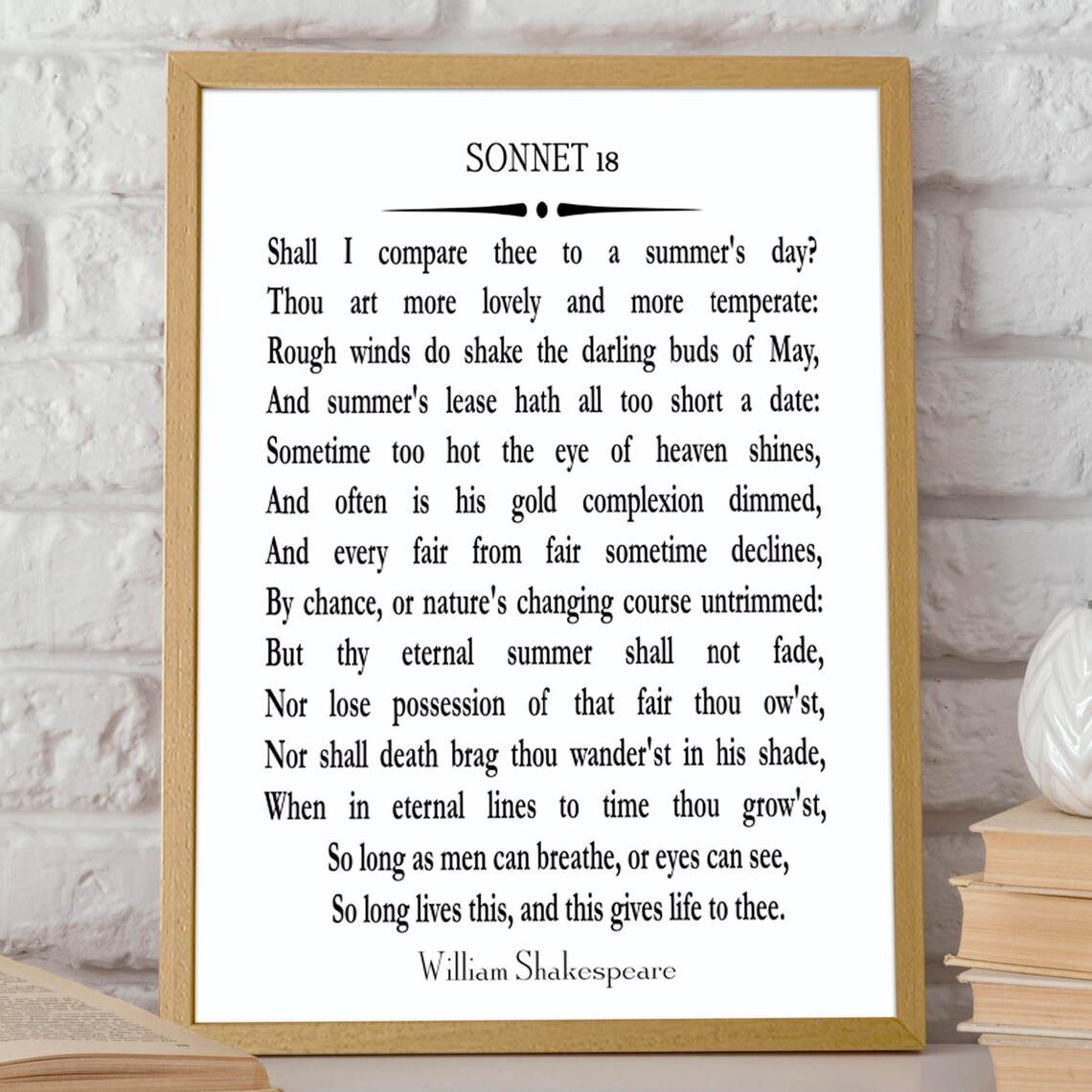 William Shakespeare Sonnet 18 Poem Poster Print