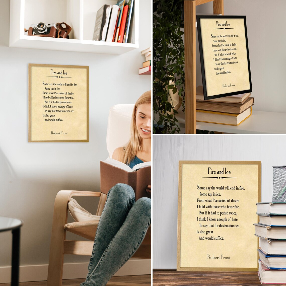 Fire And Ice by Robert Frost Poetry Poster Print - Image 2