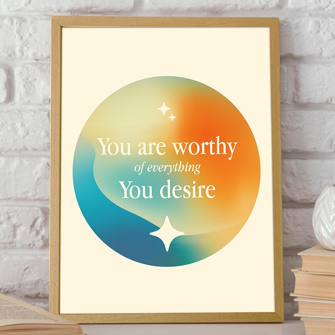 You Are Worthy of Everything You Desire Affirmation Circle Art Poster - Image 2