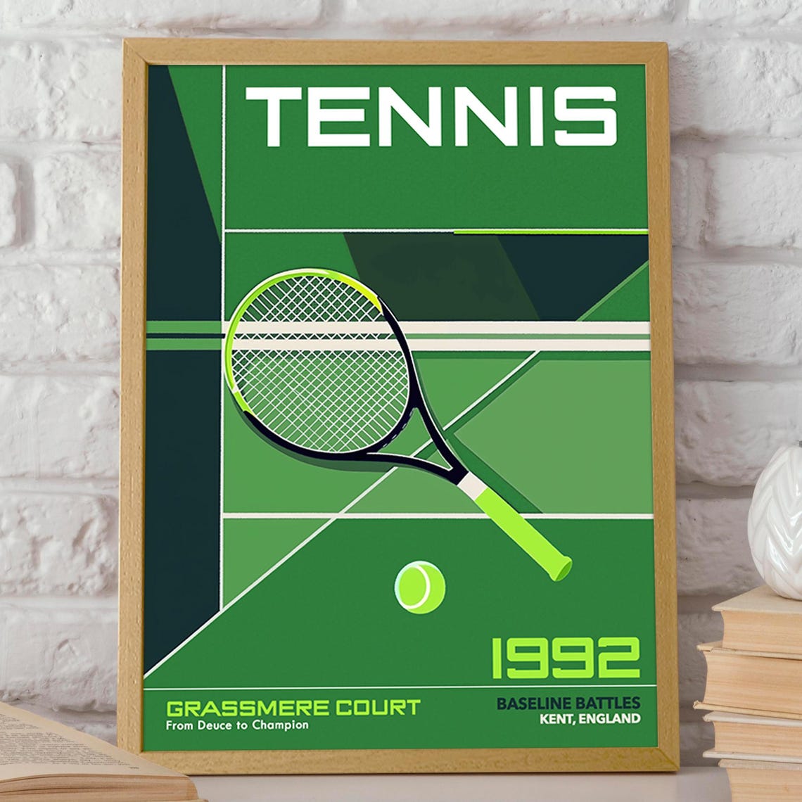 Tennis Racket Poster Tennis Court Sports Wall Decor 1992 Tennis Match Sports Artwork Sports Event Memorabilia Poster Or Print - Image 2