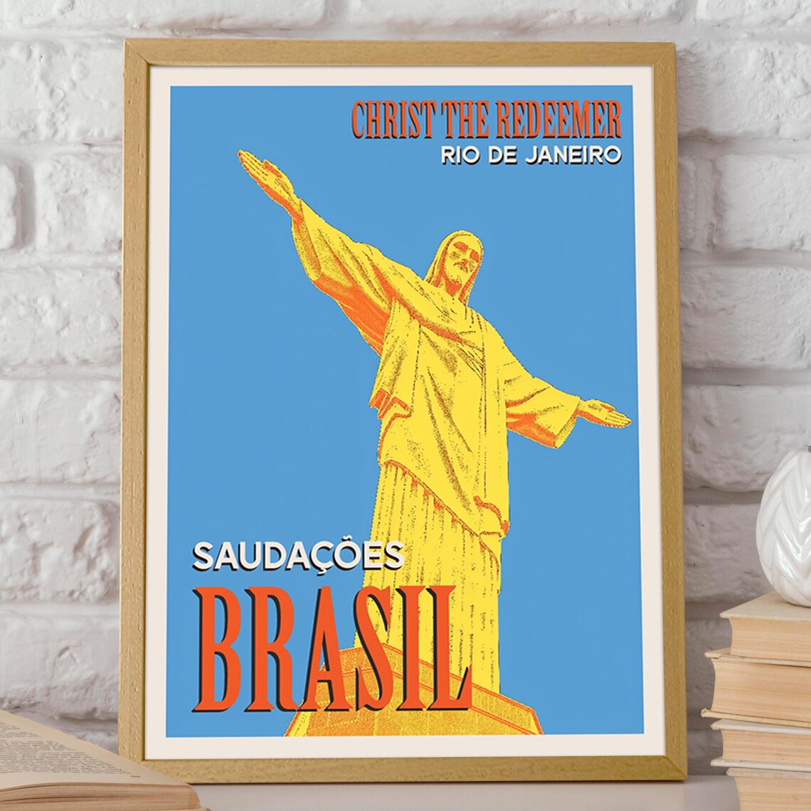 Christ the Redeemer Rio de Janeiro Saudacoes Brasil Travel Poster - Image 2