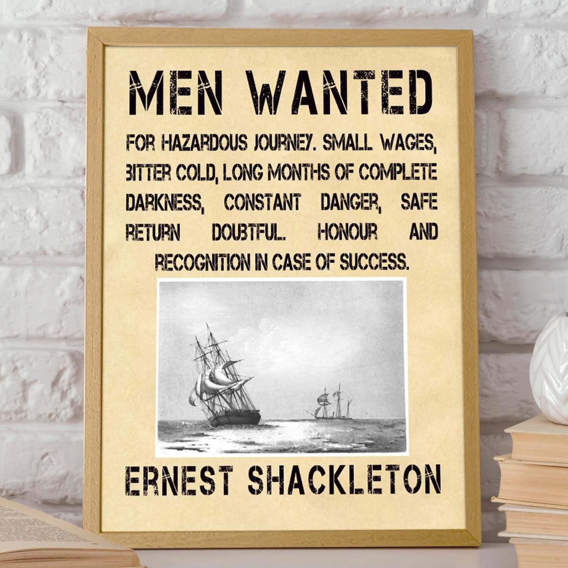 Ernest Shackleton Men Wanted, Antarctica Expedition Poster