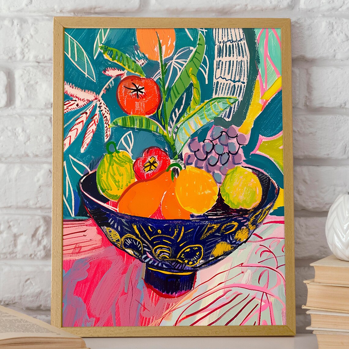 Matisse-Inspired Tropical Fruit Bowl Art Print - Image 2