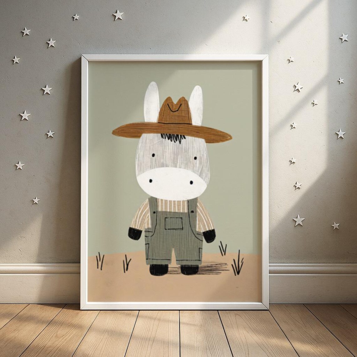 Farm Donkey Print Barnyard Animal Nursery Art Kids Room Decor Wall