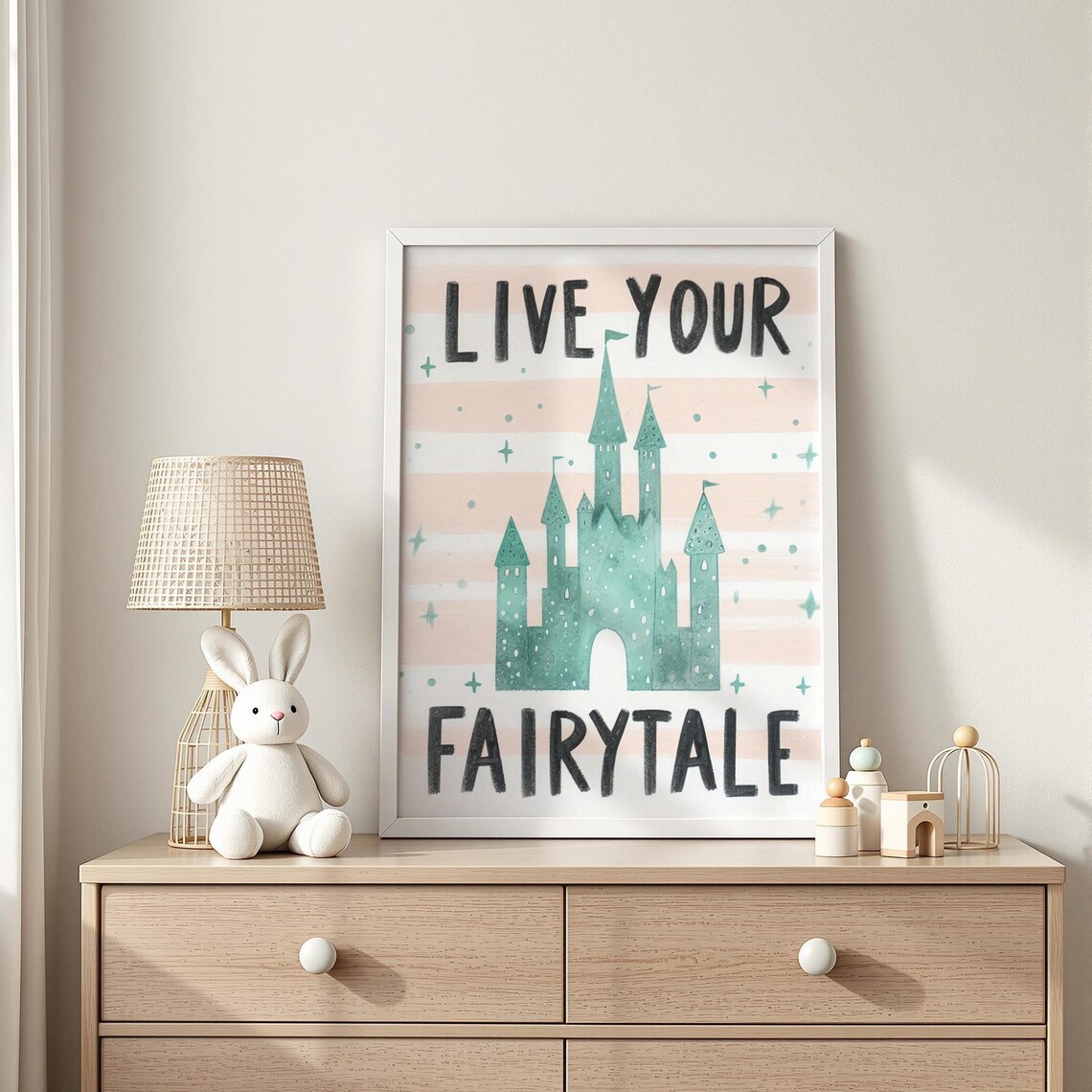 Live Your Fairytale Castle Print Inspirational Wall Art For Kids Nursery Decor