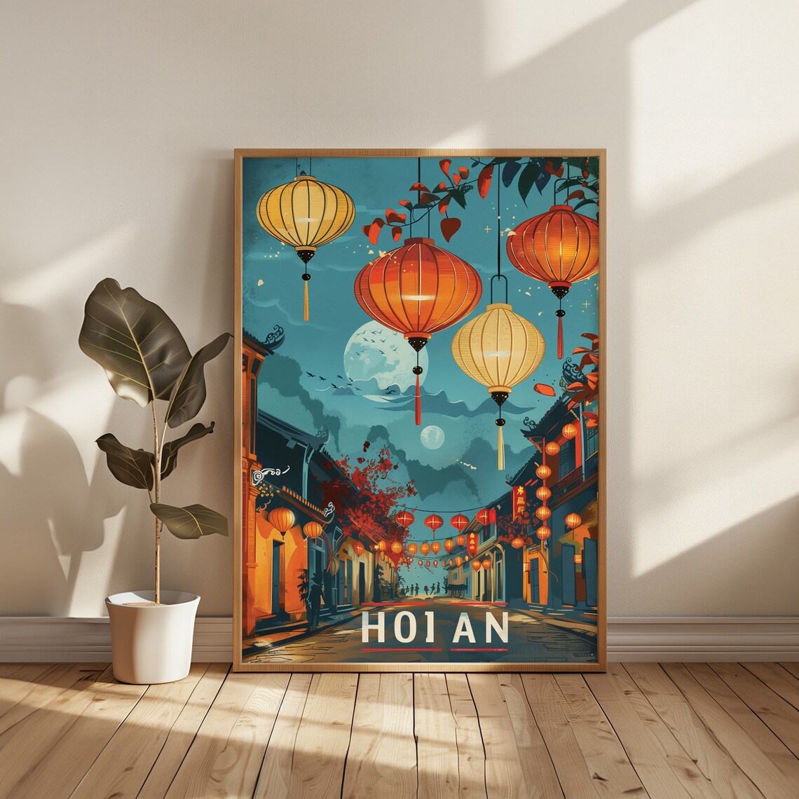 Hoi An Vietnam Lantern Old Town Street Full Moon Night Travel Poster - Image 5
