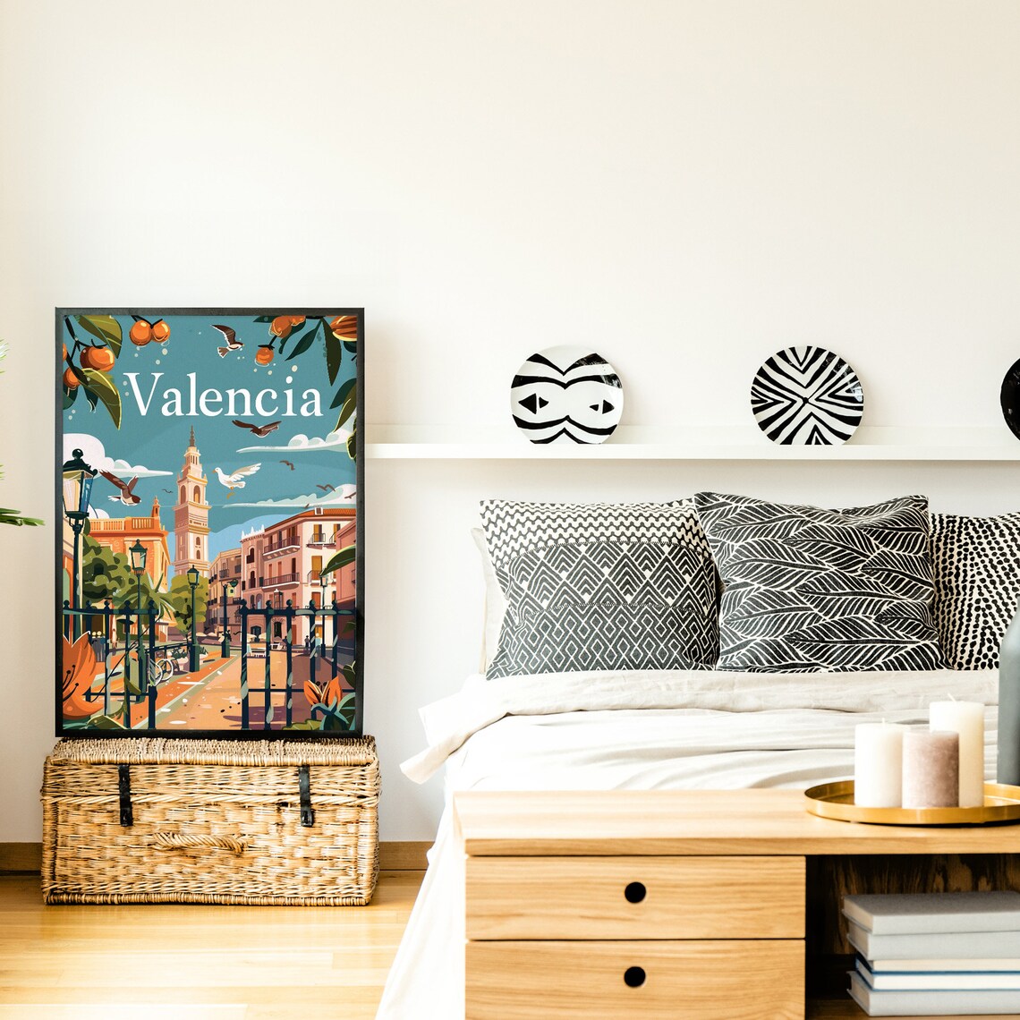Valencia Spain Plaza Tower Orange Trees Vintage Travel Poster - Image 4