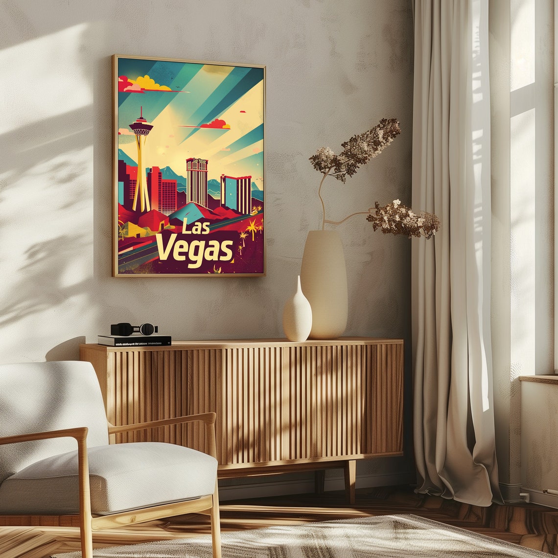 Las Vegas Travel Poster Colorful Las Vegas Wall Art Usa Travel Poster United States City Print - Image 5