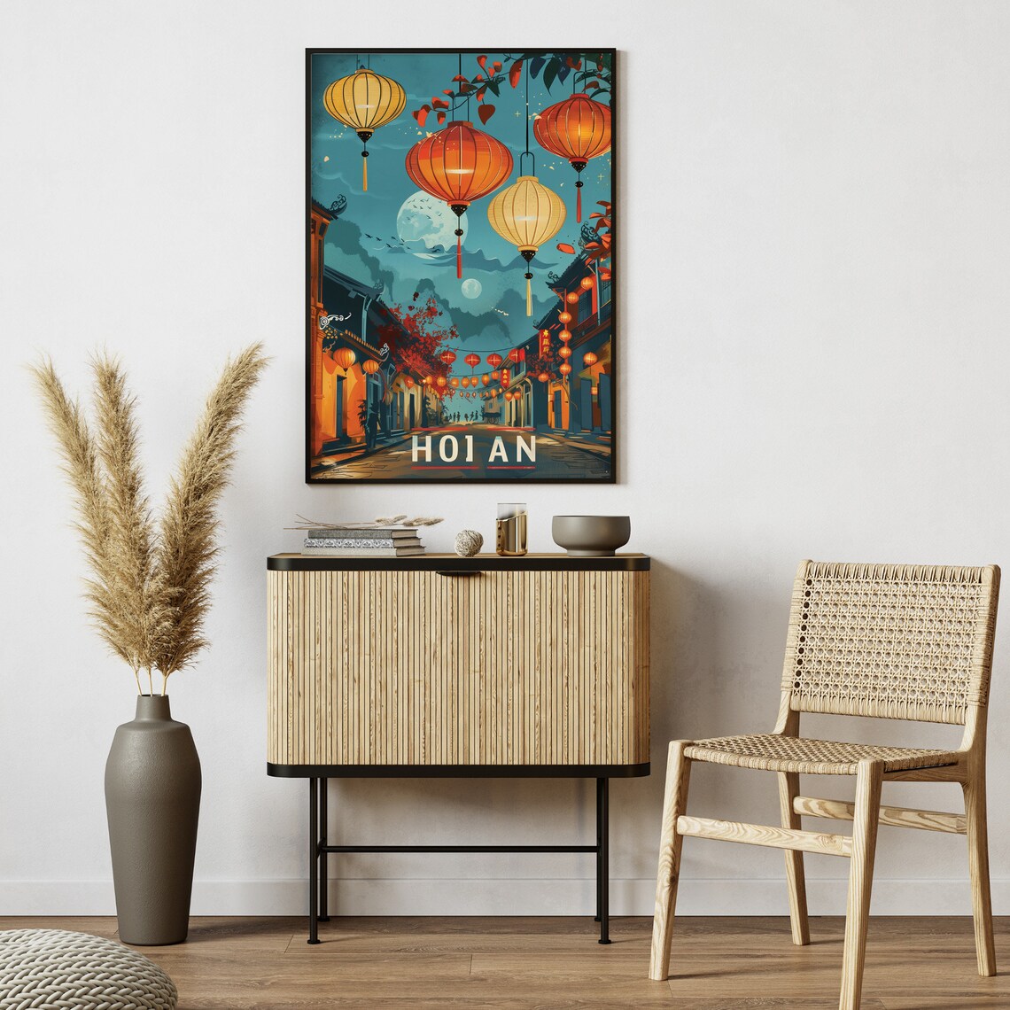 Hoi An Vietnam Lantern Old Town Street Full Moon Night Travel Poster - Image 2