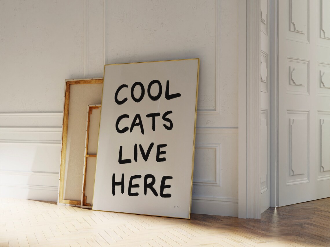 Cool Cats Live Here Funny Cat Lover Quote Minimalist Wall Poster - Image 3
