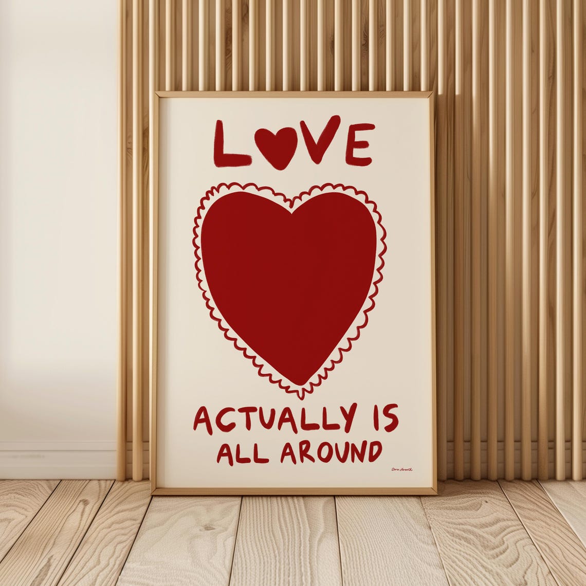 Love Actually Is All Around Big Red Heart Romantic Quote Poster - Image 3