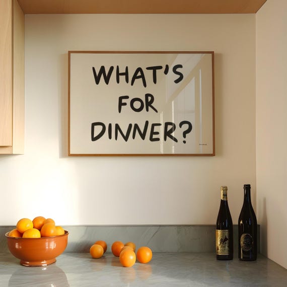 Whats For Dinner Wall Art Horizontal Kitchen Print Funny Kitchen Poster Typography Print Aesthetic Dining Room Poster Gallery Wall Art