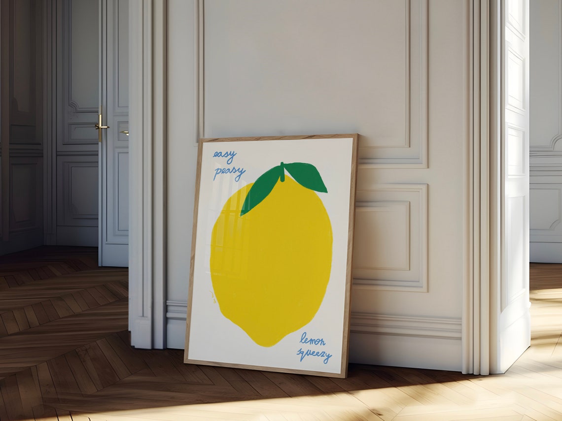 Easy Peasy Lemon Squeezy Cute Citrus Fruit Kitchen Wall Poster