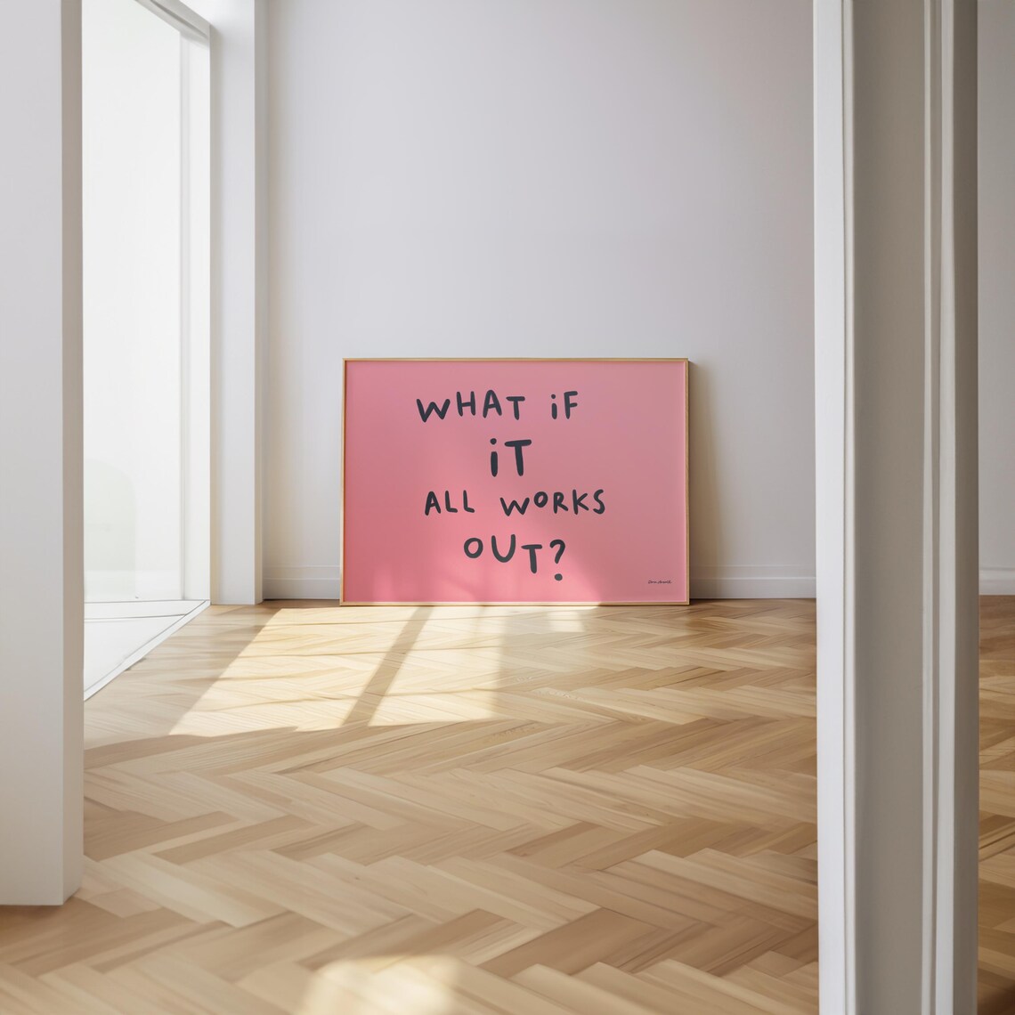 What If It All Works Out Pink Positive Quote Minimalist Poster - Image 2
